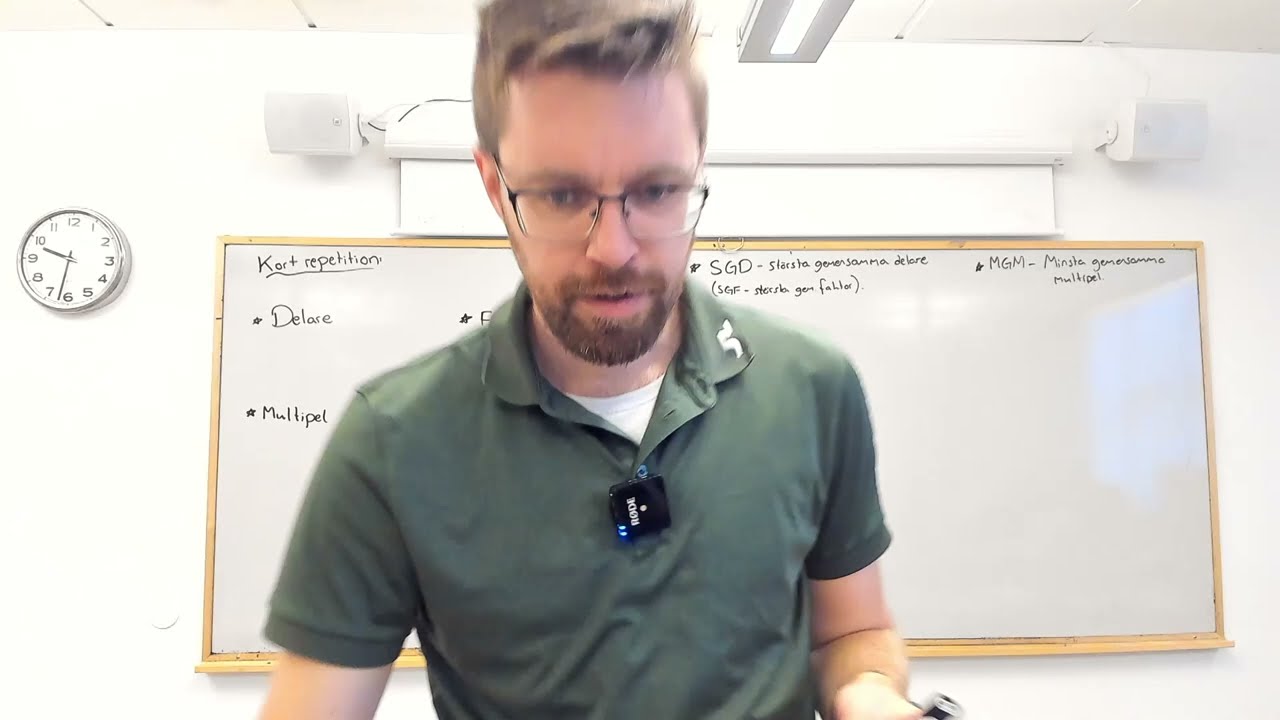 Matematik 5. Delbarhet: Delare, SGD (största gemensamma delare), MGM (minsta gemensamma multipel).