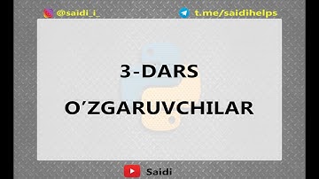 Python dasturlash tili. 3-dars O