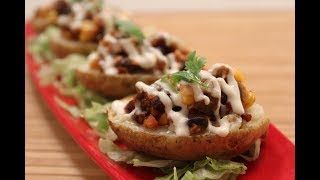 Spiced Black Bean Stuffed Baked Potatoes | Sanjeev Kapoor Khazana