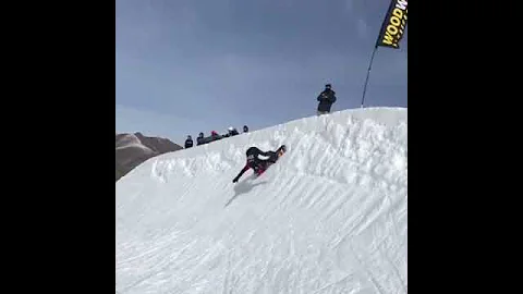 Female Snowboarder Learning to Flip!