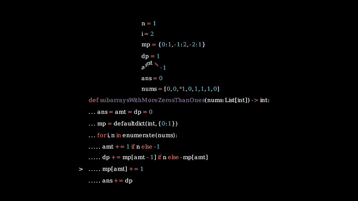 [Animation] Count Subarrays With More Ones Than Zeros | Python3