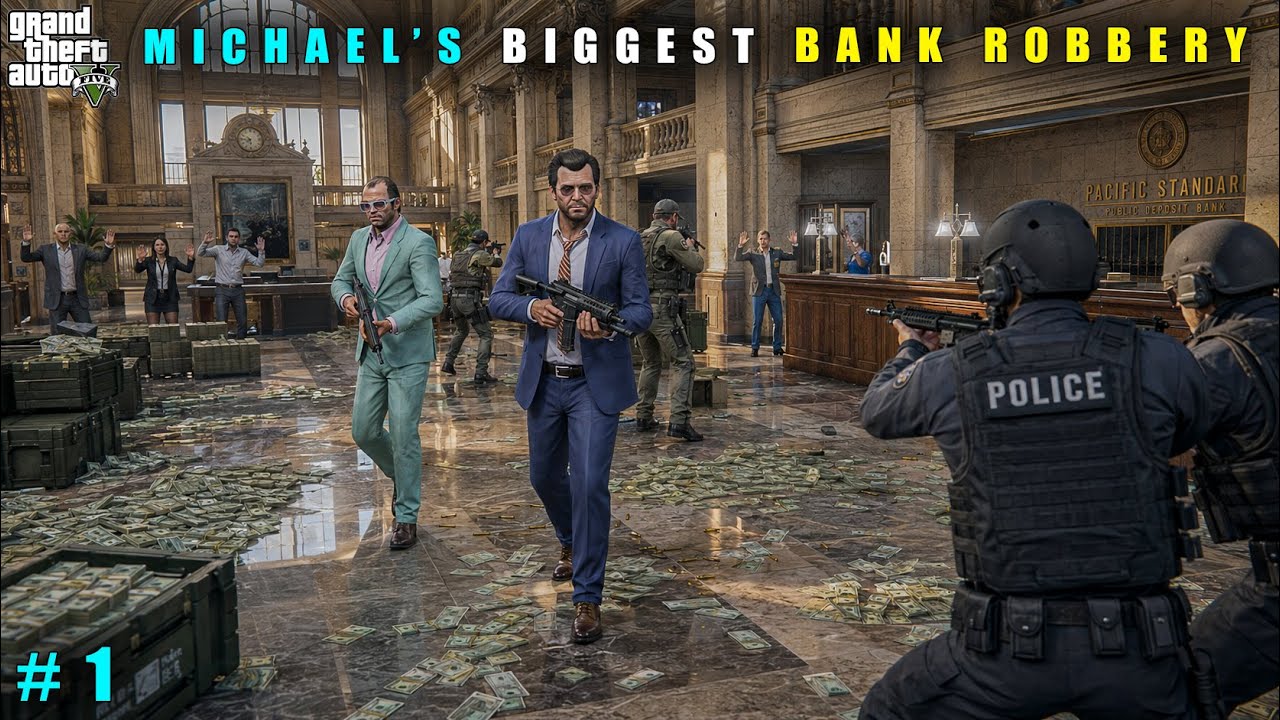 GTA 5 : MICHAEL'S BIGGEST $50 MILLION DOLLAR BANK ROBBERY || GAMEPLAY #1