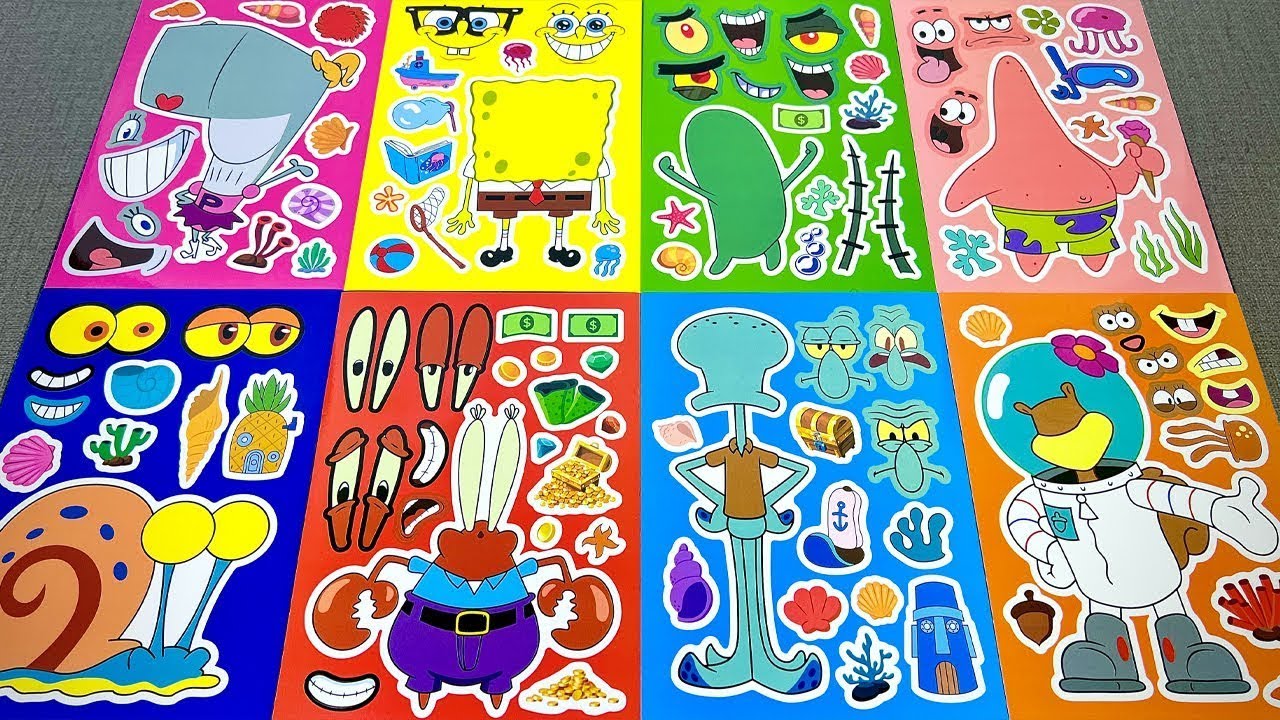 SpongeBob SquarePants PaperDIY Sticker Book 🧽 SpongeBob, Patrick & Squidward ASMR 스폰지밥 네모바지