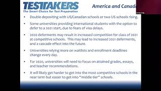 Update on university admissions and testing for international students, April 30th, 2020.