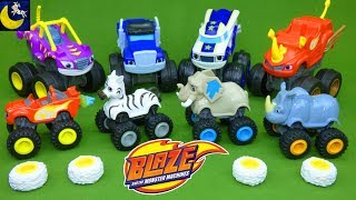 LOTS of Blaze and the Monster Machines Toys Animal Island Diecast Rhino Stripes Crusher Truck Toys