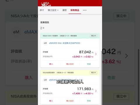 楽天証券のNISA口座で毎月NASDAQ100に6万円、S&P500に4万円投資しています。SBI証券ではマルチアイとファング+を毎月2500円将来のへそくりとして積み立てています。