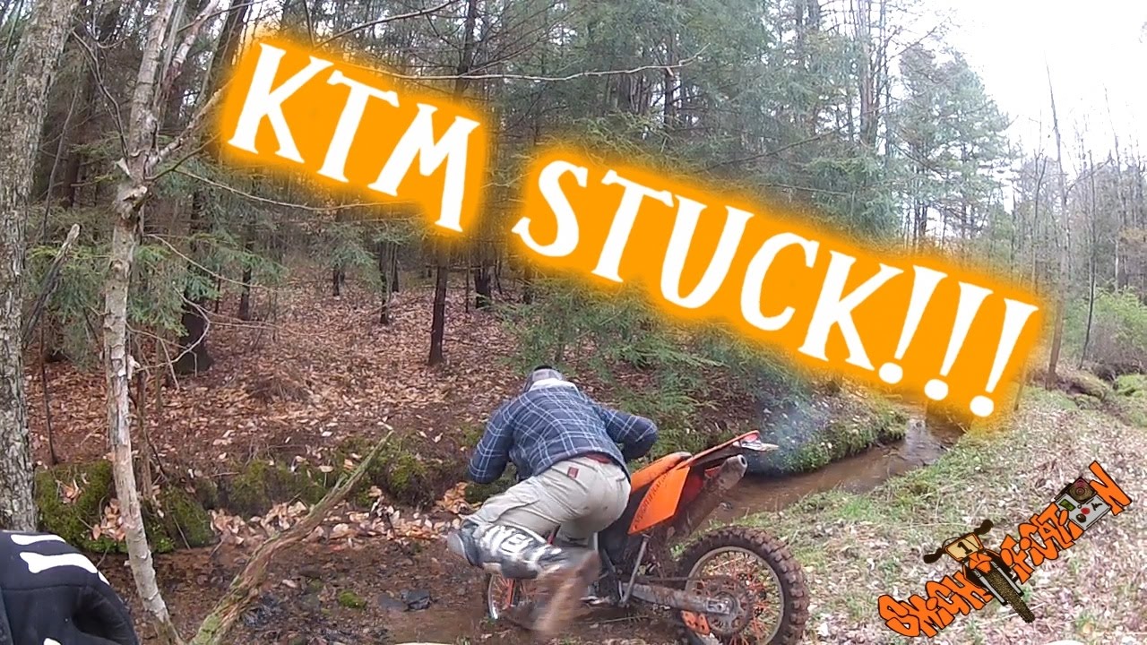 Dirt bike stuck in the stream! KTM 300XCW KX250 YouTube