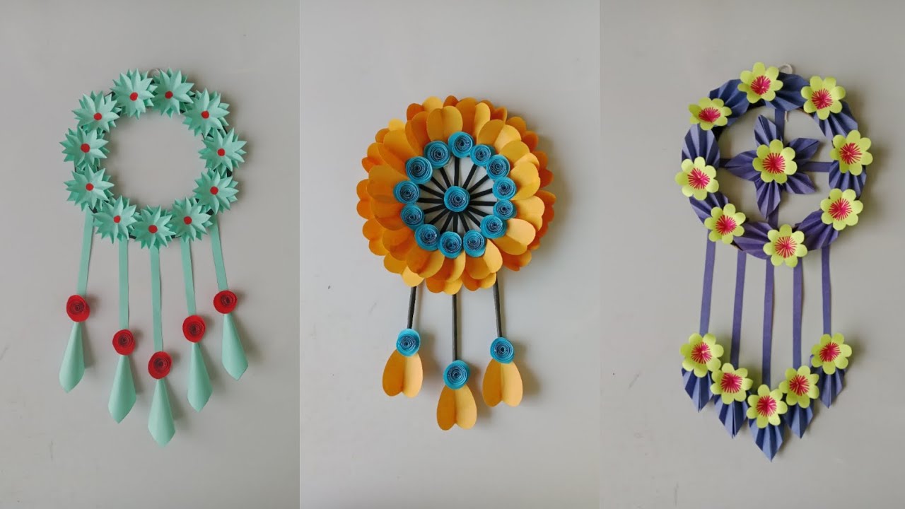 3 Type Easy Handing Wall Paper Flower Craft/Home Decoration Craft Idea/DIY Paper Flower Craft Ideas 