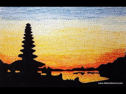 Thread Sketching in Action No 67   Balinese Temple Silhouette