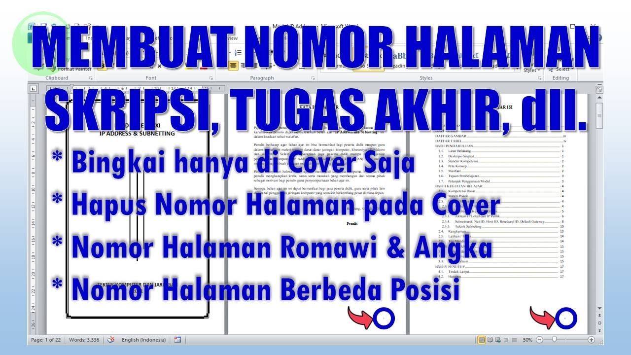 Cara Membuat Penomoran Halaman pada Skripsi 