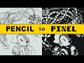 Creating a 1bit pixel art illustration  from pencil to pixel