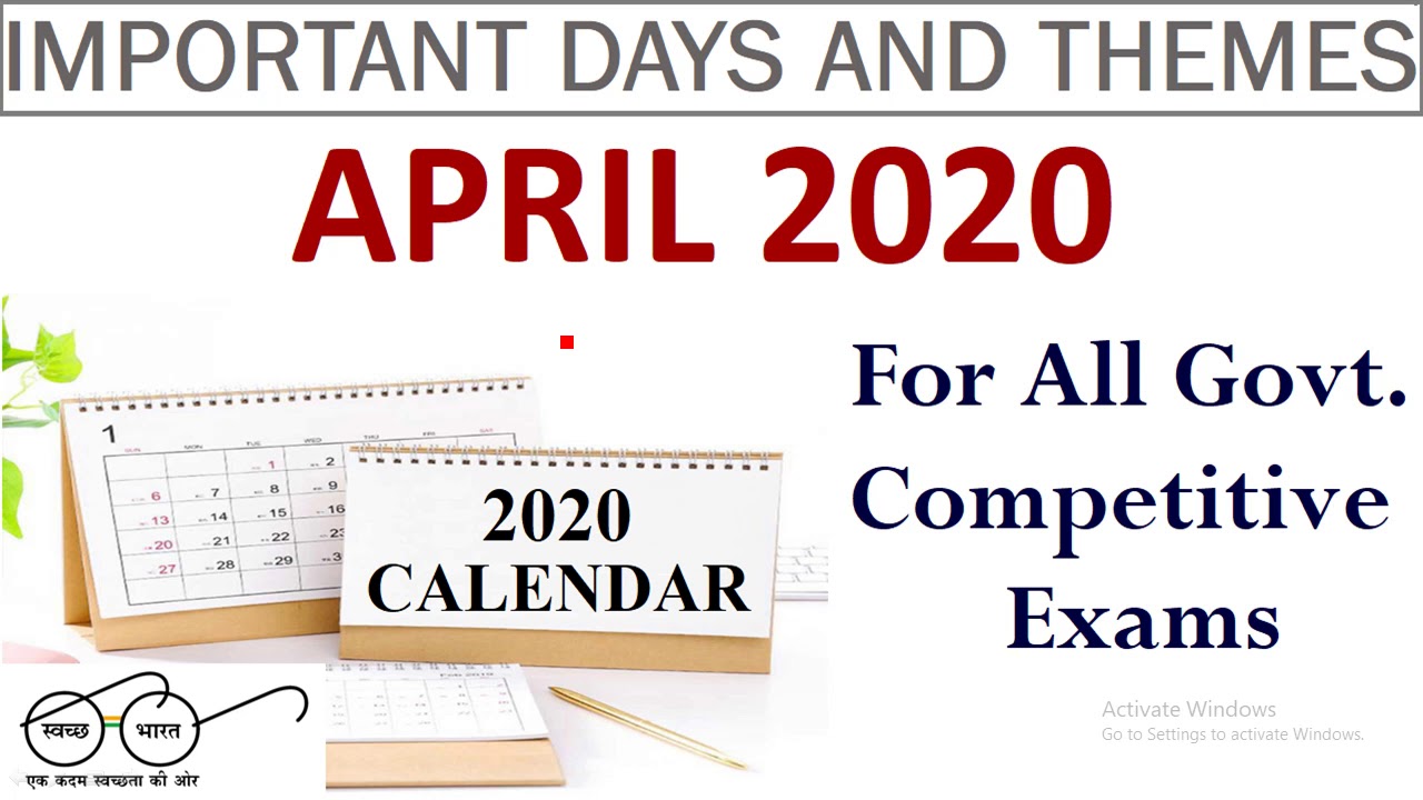 All Important Days and Themes April 2020 || Wifi Education