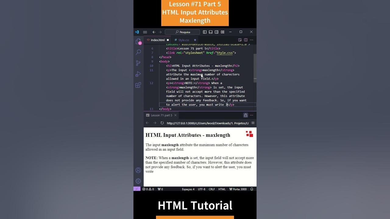 Html tutorial lesson 71 html input attributes maxlength part 5 