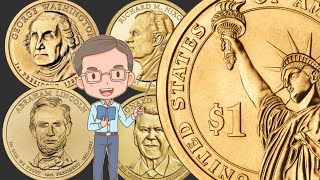 Monedas de un dólar ($1), serie PRESIDENTES USA 🧐🎩🇺🇲