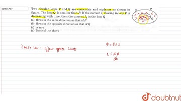 Two circular loops `P` and `Q` are concentric and coplanar as shown in figure. The loop