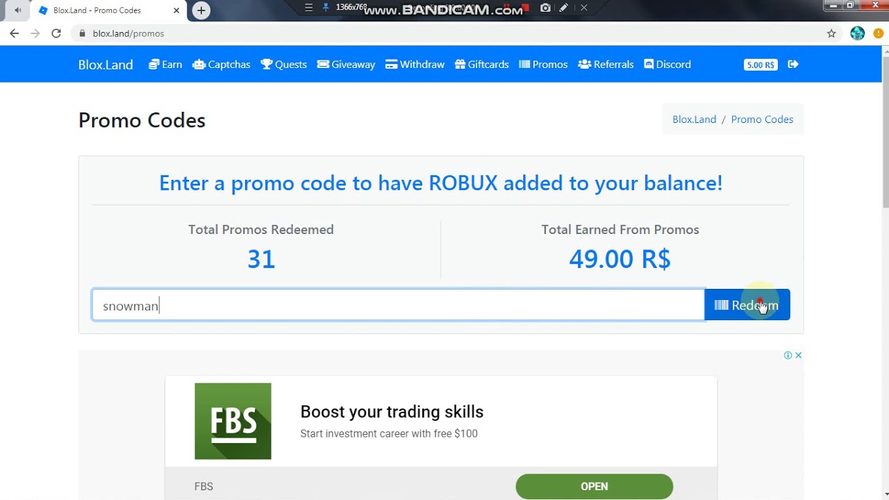 blox land robux code codes earn