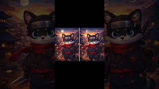 Can You Spot 5 Differences? Ninja Cat Puzzle #shorts#quiz #puzzle #braingame #cat