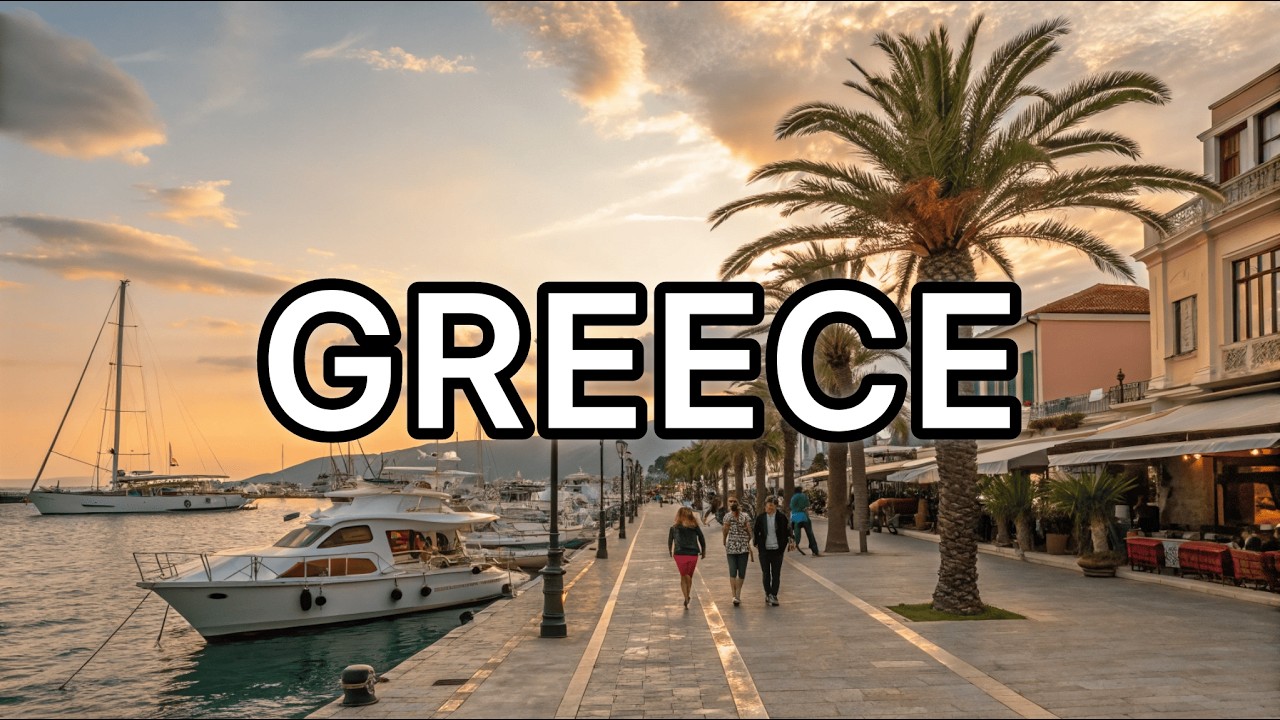 Most Beautiful Greece Walk 4K 🇬🇷 | Marina, Yachts, Cafes & Palm Trees | Real Life City & Sea Sound