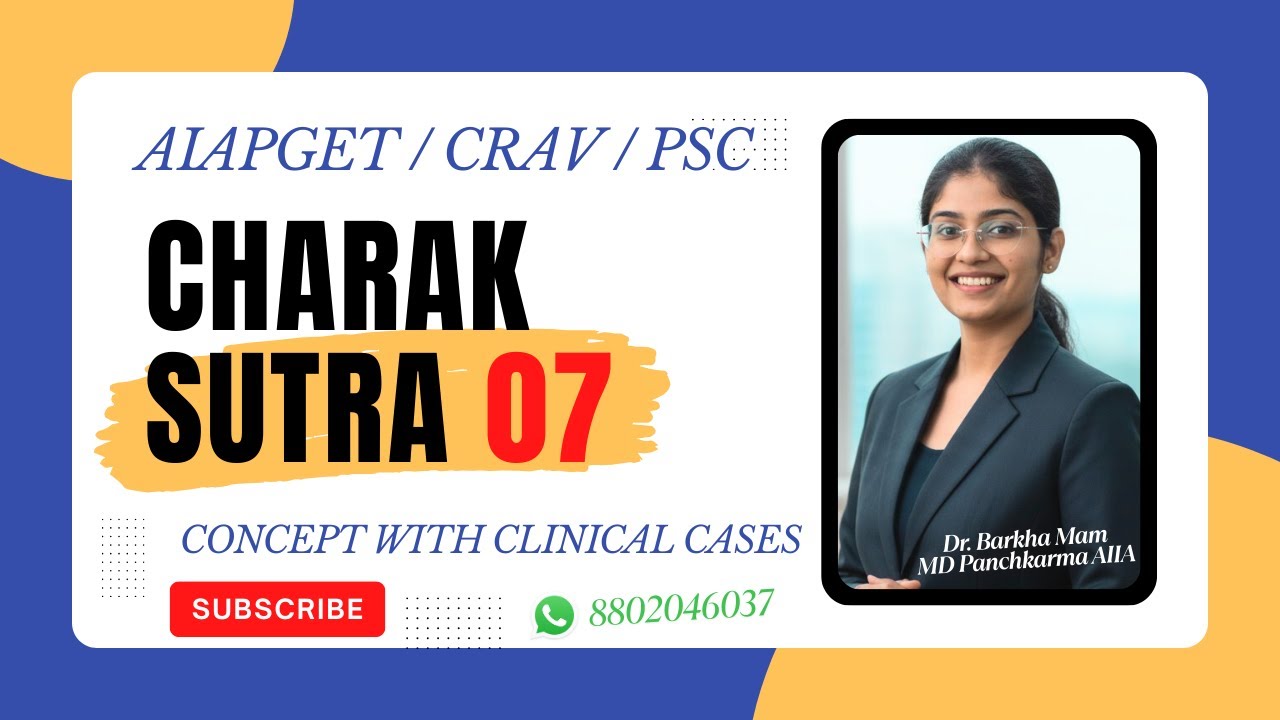 Sutra 7  Part 1 | Charak Samhita Lectures Series | AIAPGET Classes | State AMO Exam | AIAPGET 2026