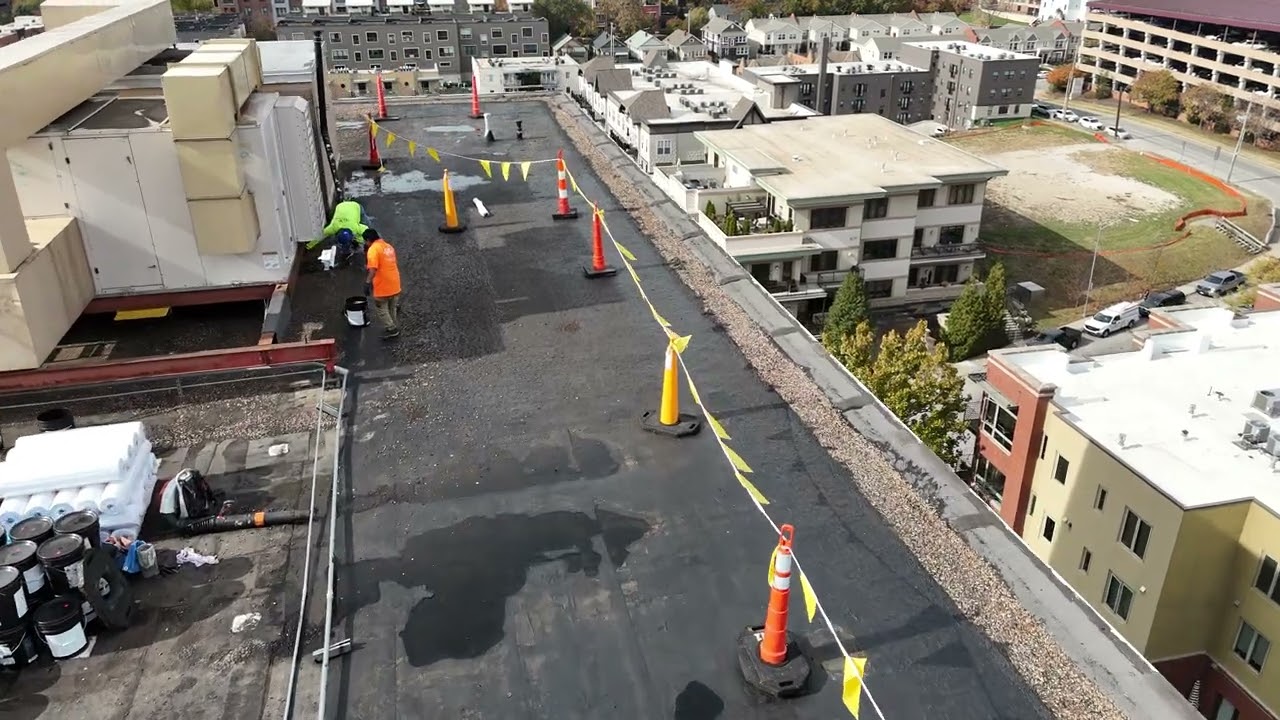 Plaza Towers Gaco Emulsion and Acrylic roof coating Install progress