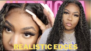 NEW NATURAL EDGES WIG 🔥|| 13X4 HD PRE-COLORED CURLY HIGHLIGHTED WIG || HERMOSA HAIR