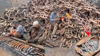 : Process of Recycling Old Ship Chains Scrap and Forging to Make Truck Parts | Metal Waste Recycling