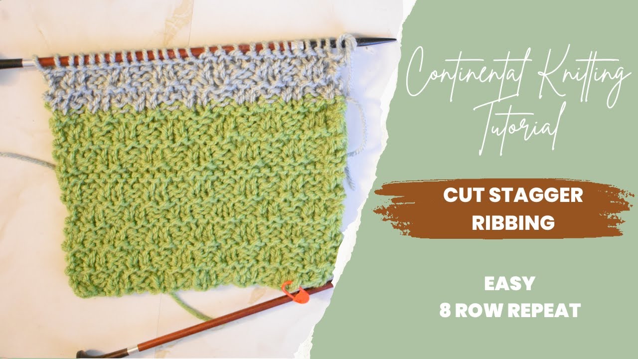 How to Knit the Cut Stagger Rib Stitch 🧶[Continental Style] - YouTube