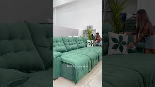 Sofá Retrátil E Reclinável, Tamanho 3.70 Metros, Cor Verde Militar