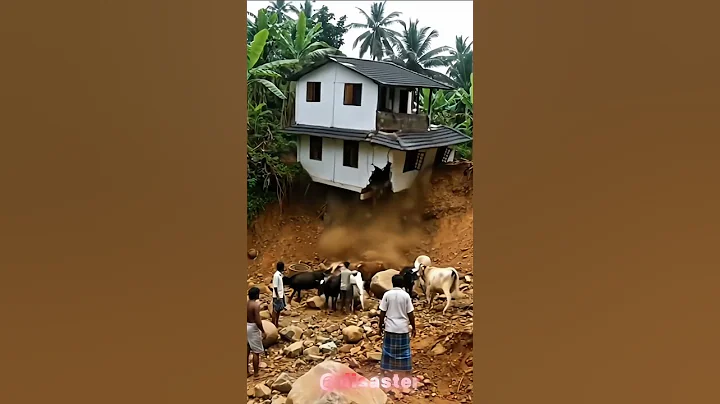 🏚️ House Left Dangling After Cliff Collapse! 😱 #disaster #landslide