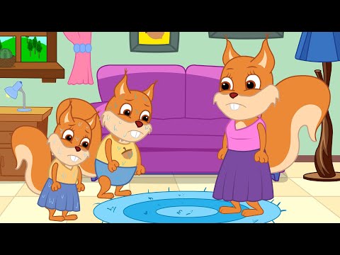 ब्रिडी गिलहरी का परिवार - 💦⚡️ छपाक! और मुसीबत में गए! | बच्चों के कार्टून