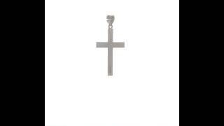Mens Cross Pendant Flat Back Polished & Solid 14K White Gold