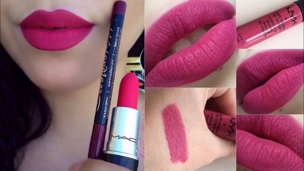 dark pink lipstick