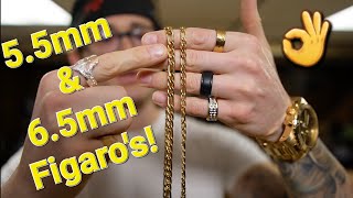5.5mm & 6.5mm Figaro Chains | Gold Jewelry Sizing