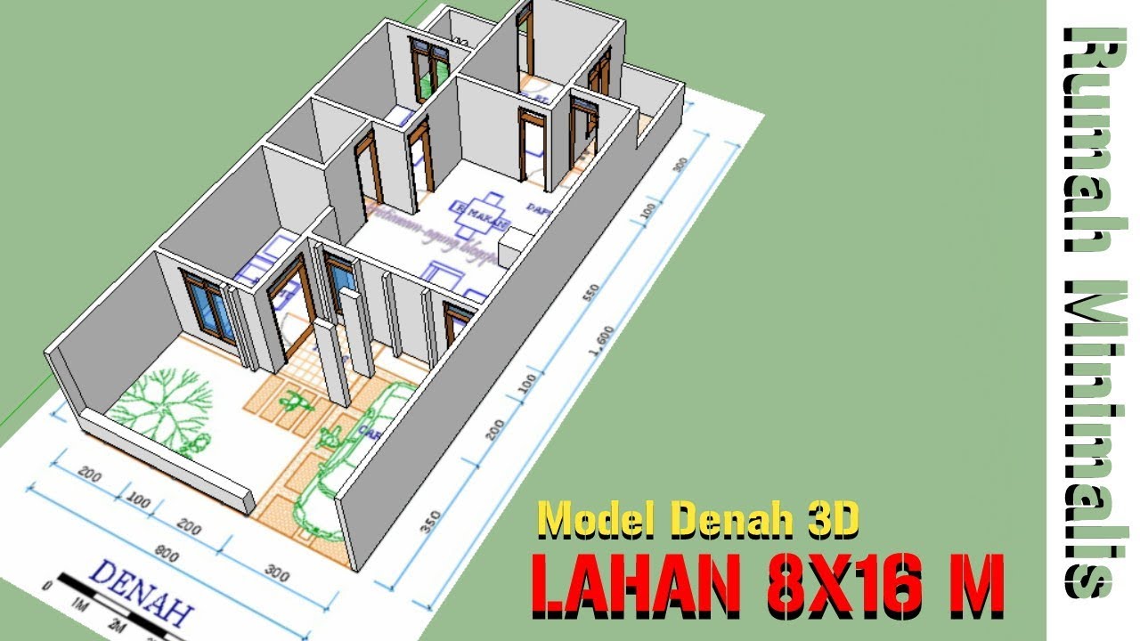  Denah rumah 3d  pada lahan 8x16 m November2022 YouTube