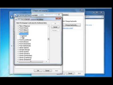 How to change the keyboard layout to AZERTY or any in windows 7 - YouTube