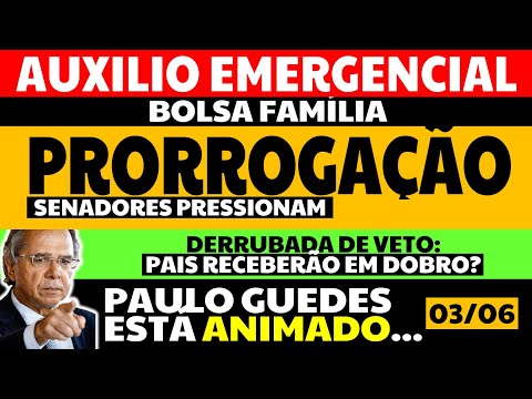 03/06 PRORROGAÇÃO AUXÍLIO EMERGENCIAL BOLSA FAMÍLIA: SENADORES PRESSIONAM. GUEDES ESTÁ ANIMADO...