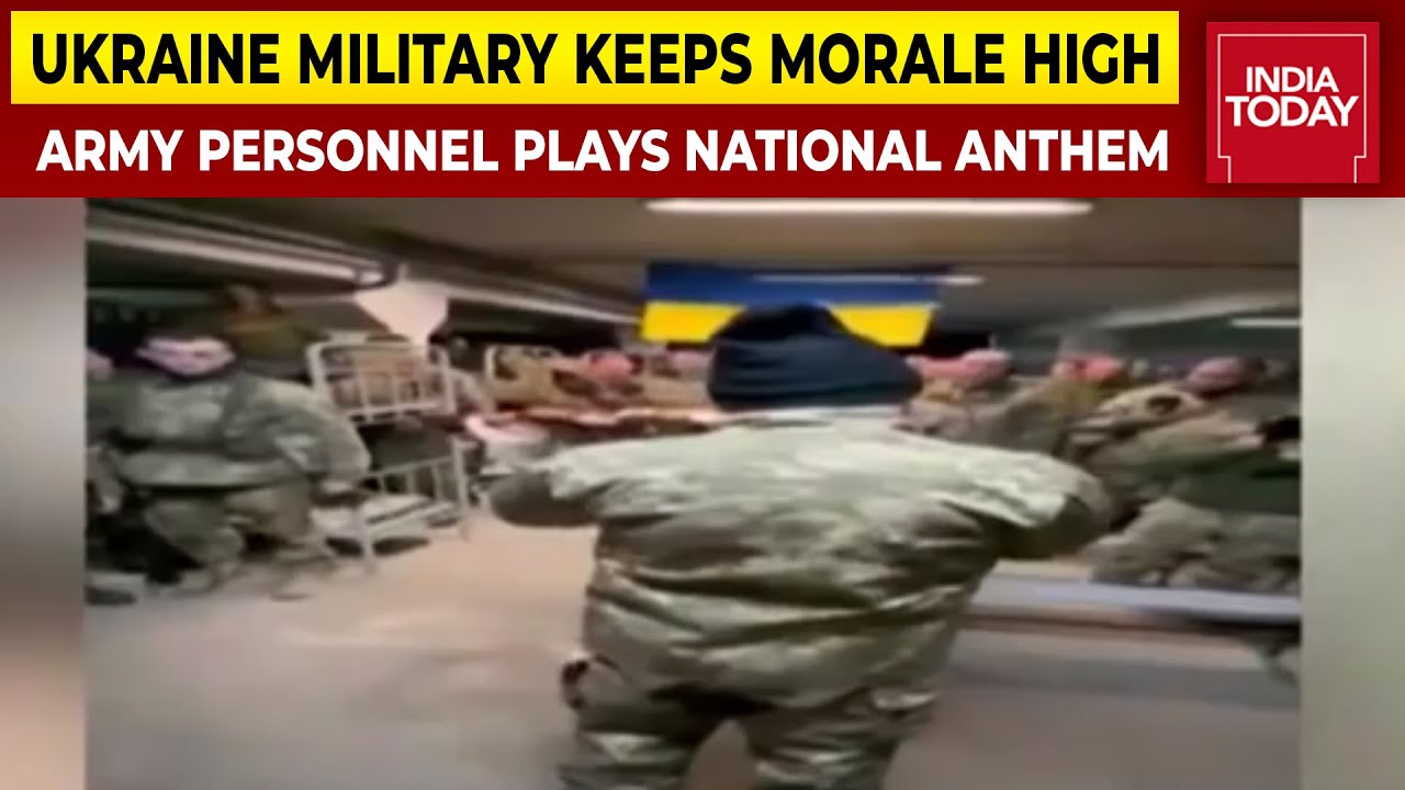 Ukraine Military Keeps Morale High, Ukraine Army Personnel Plays National Anthem