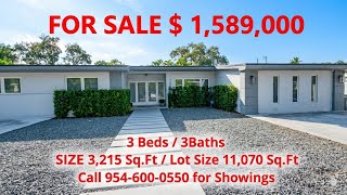 1X9X8X10X NE 22 AV-$ 1,586,000-FOR SALE CALL 954-600-0550 -3 Bed  3 Baths- 3,215 SF, 11,070 SF LOT 