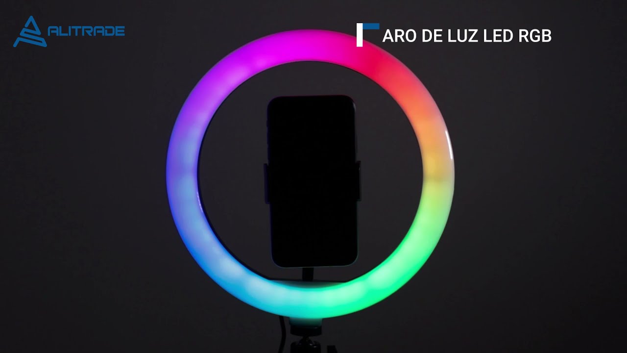 Aro De Luz Led 26 Cm Luz Rgb Calida Fria Con Trípode 2.10 Mt - YouTube