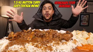 Khatarnak Spicy Mutton Curry, Long Basmati Rice \u0026 Chicken Momos | Desi Mukbang Feast