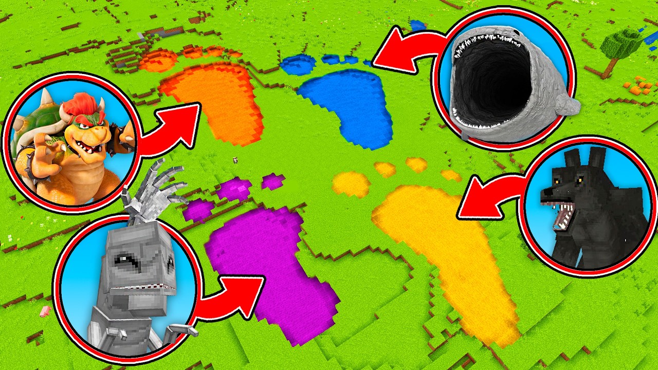 Encontrei PEGADAS dos MONSTROS FAMOSOS do Minecraft!