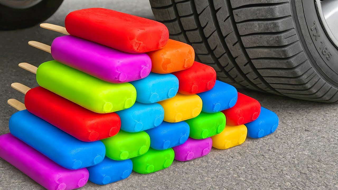 Crushing Experiments Video! &Car vs Crunchy Color Giant Toothpaste Balloons & Soft Things By Car 9