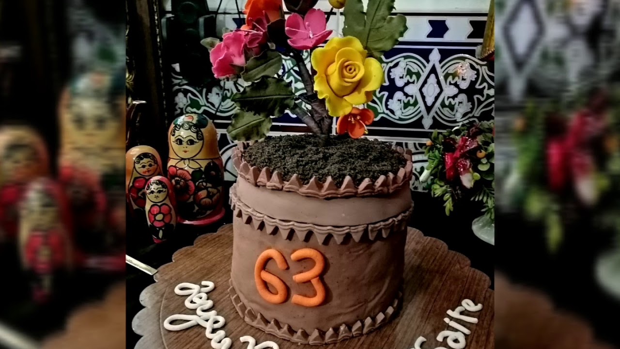 Gateaux D Anniversaire Papa Theme Pot De Fleur Youtube