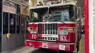 Fdny Ladder 25 Responding From Quarters On West 77Th Street On West Side Of Manhattan, New York City