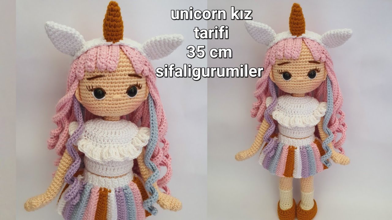 UNİCORN KIZ 35 CM BÖLÜM 1 unicorn girl recipe amigurumi doll subtitle