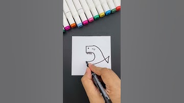 How to draw Shark 🦈 with Number 5 | Shark Drawing #shorts #youtubeshorts #drawing #art