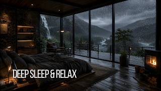 Heavy Rain in a Cozy Bedroom 🌧️ Fireplace & Rain Sounds for Deep Sleep