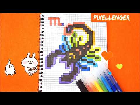 Как рисовать по клеточкам Скорпиона Знак Зодиака Астрология Простые рисунки How to Draw Pixel Art