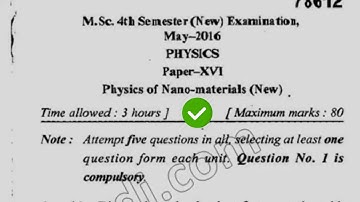 2016 Mdu MSc Physics 4th Sem Physics of Nano Material Question Paper