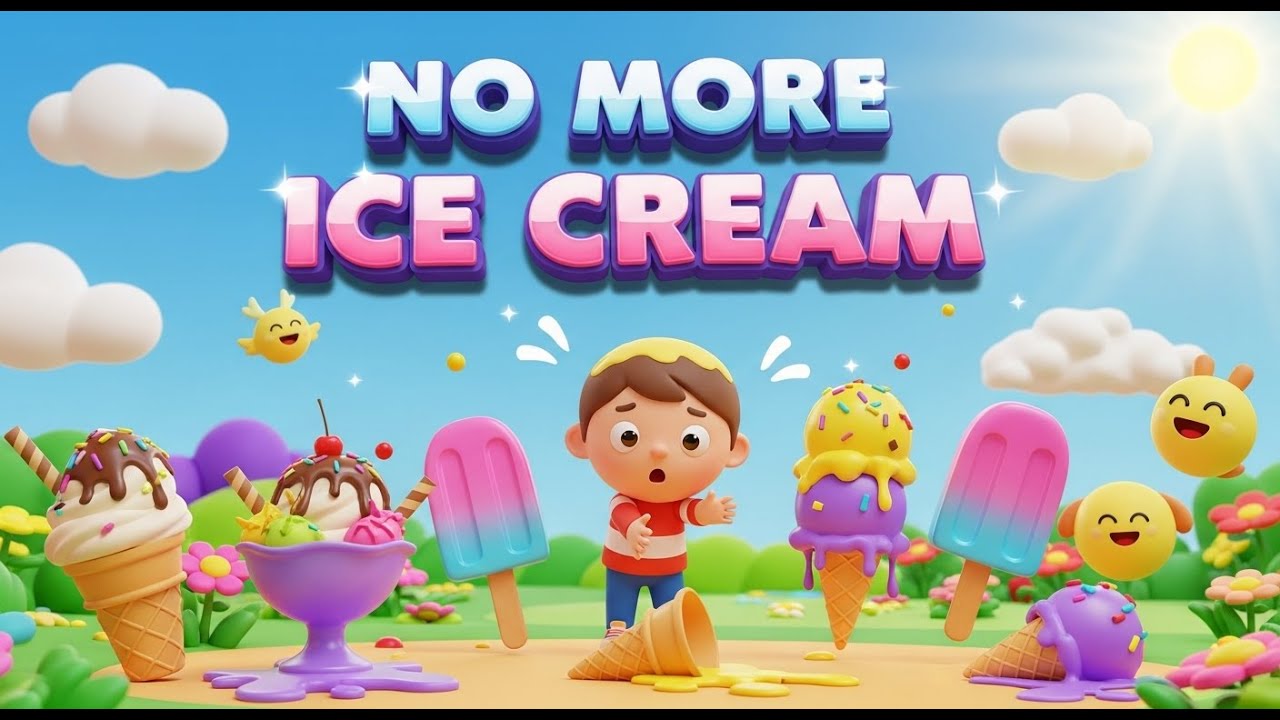 🍦 No More Ice Cream 😢 | Fun Nursery Rhyme for Kids 🎵 and Kids learning songs, Educational songs